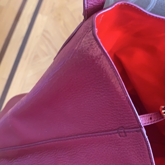 TORY BURCH CHERRY RED MICHELLE TOTE BAG - Picture 5 of 15